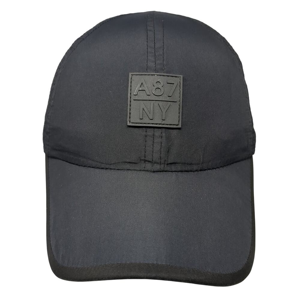 A87 NY Strapback Hat Black One Size Adjustable Laser Cut Aeropostale